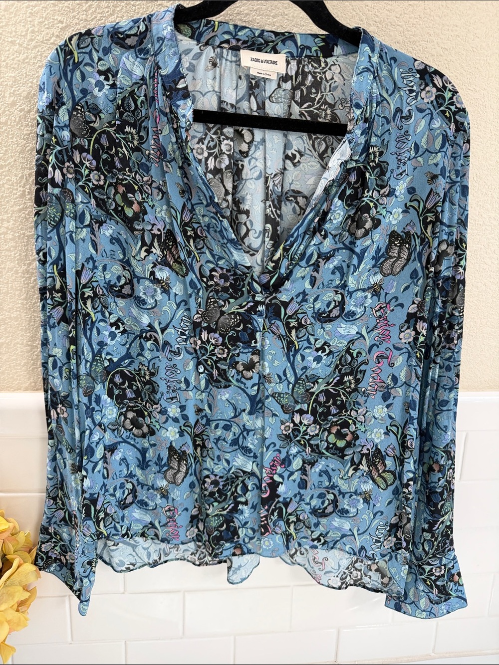 Zadig & Voltaire butterfly Blouse . 100% Viscose . Excellent cond. medium